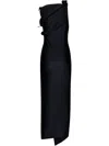 Coperni Black Crystal-embellished Asymmetric Flower Maxi Dress
