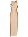 Coperni Asymmetric Floral Maxi Dress In Beige