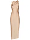 Coperni Asymmetric Floral Maxi Dress In Beige