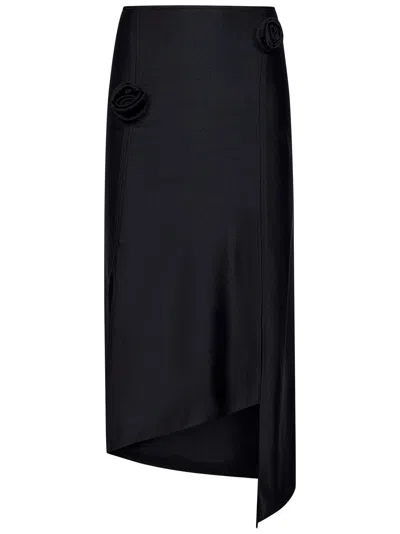 Coperni Flower Midi Skirt In Black