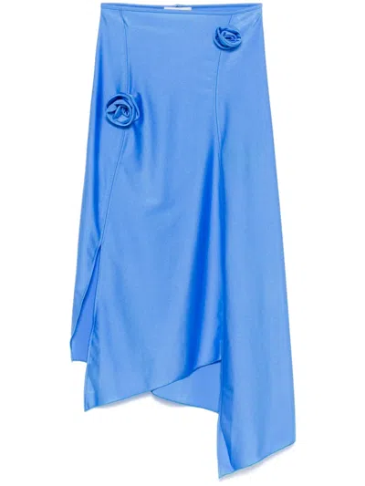 Coperni Flower Midi Skirt In Blue