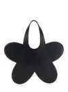 COPERNI FLOWER-SHAPED BLACK LEATHER HANDBAG WITH CUT-OUT HANDLE