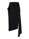 Coperni Flower-applique Slit Asymmetric Midi Skirt In Black