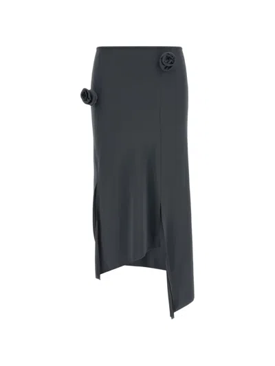 Coperni Flower Slit Mid Skirt In Gray