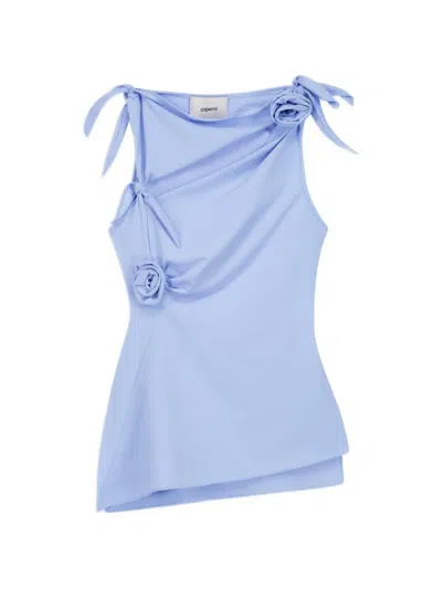 Coperni Flower Top Asymmetric-cut With Knotted Details In Blue