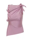 Coperni Sleeveless Side Slit Top Soft Asymmetric Bow In Pink