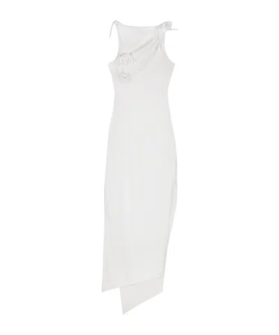 Coperni Flower-detailed Sleeveless Midi Dress In White