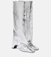 Coperni 85mm Foil Bridge Boots In Silver Slv