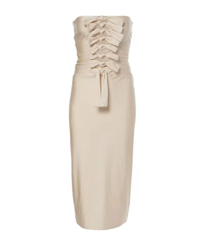 Coperni Gala Tie-front Jersey Midi Dress In Beige