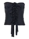 Coperni Gala' Black Top With Adjustable Knots In Stretch Fabric In Black