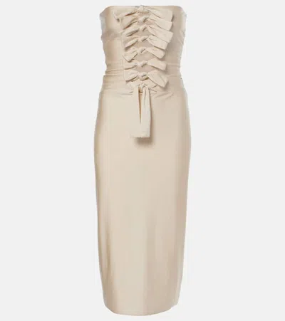 Coperni Gala Tie-front Jersey Midi Dress In Beige