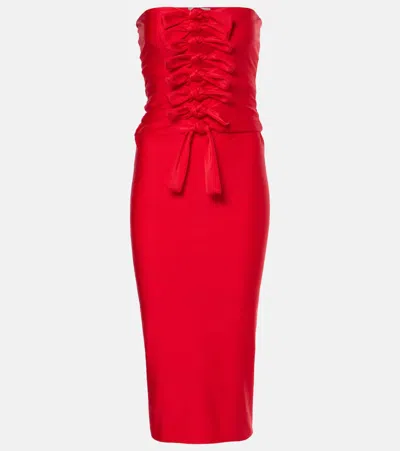 Coperni Gala Tie-front Jersey Midi Dress In Red