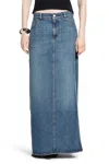 Coperni Midi Denim Skirt With Side Slit In Blue