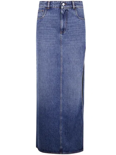 Coperni Garter Belt Denim Skirt In Blue