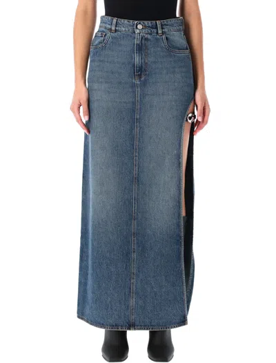 Coperni Garter Belt Denim Skirt In Blue
