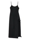Coperni Midi Dress With Spaghetti Straps And Side Split In Black