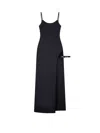 Coperni Midi Dress With Spaghetti Straps And Side Split In Black