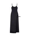 Coperni Midi Dress With Spaghetti Straps And Side Split In Black