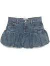 Coperni Blue Miniskirt With Logo Patch On The Rear And Gathered Hem In Denim Woman In Blue