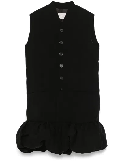 Coperni Gathered Tailored Mini Dress In Black