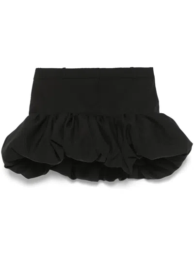 Coperni Womens Gathered Puff-hem Woven Mini Skirt Black