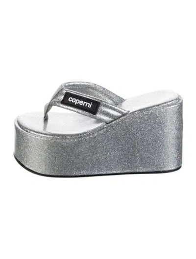 Pre-owned Coperni Glitter Flip Flops In Silver