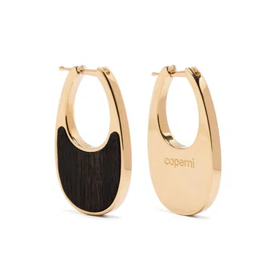 Coperni Gold Brown Earrings In Gold/brown