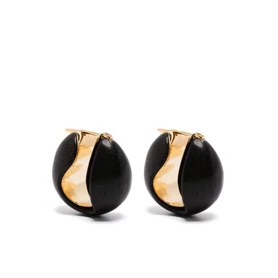 Coperni Creole Earrings In Gold/brown