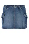 Coperni Denim Skirt With Frontal Logo Patch In Blue
