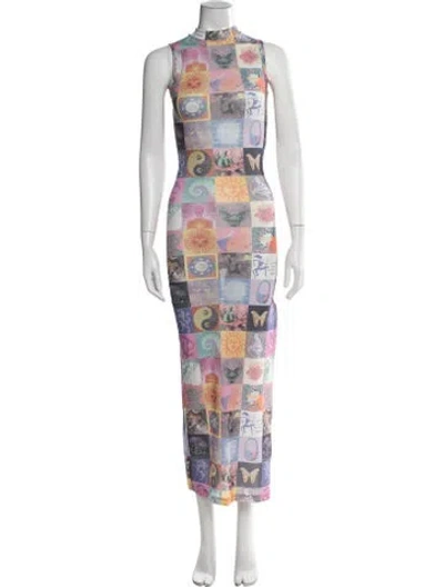 Pre-owned Coperni Graphic Print Long Dress W/ Tags In Purple