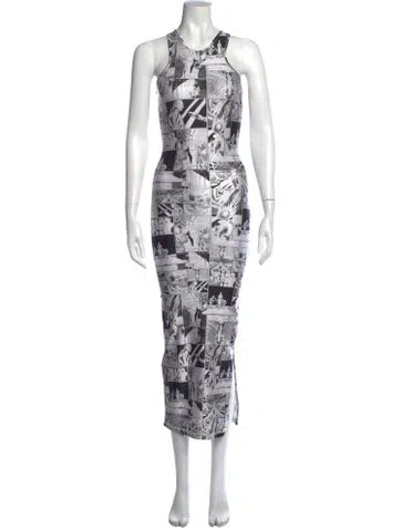 Pre-owned Coperni Graphic Print Long Dress In White