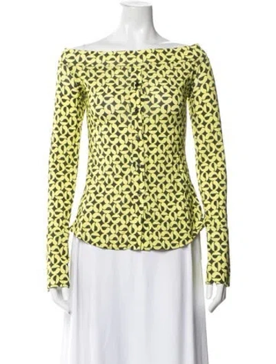 Pre-owned Coperni Graphic Print Off-the-shoulder Top W/ Tags In Green