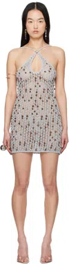 Coperni Crossover Mini Dress With Grey Wood Accents In Grey