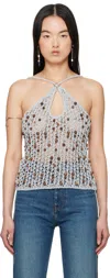 Coperni Gray Beaded Knitted Tank Top In Grey