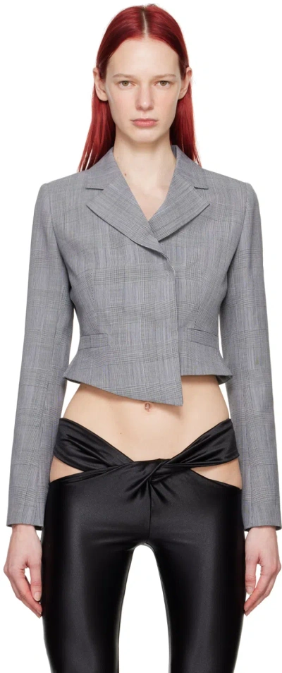 Coperni Double-breasted Cropped Blazer In Black,white