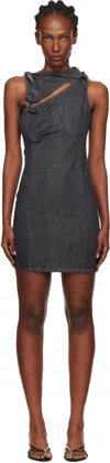 Coperni Floral Bow Detail Sleeveless Mini Dress In Gray