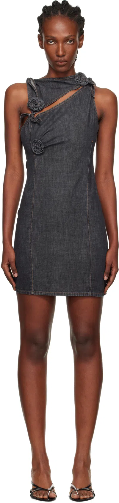 Coperni Gray Flower Denim Minidress