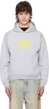 Coperni Gray 'stay Foolish' Printed Hoodie In Grey-yellow Print