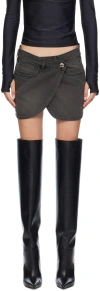 Coperni Asymmetric Cotton Denim Mini Skirt In Grey