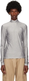 Coperni Green & White Tight Turtleneck In Green-white Check