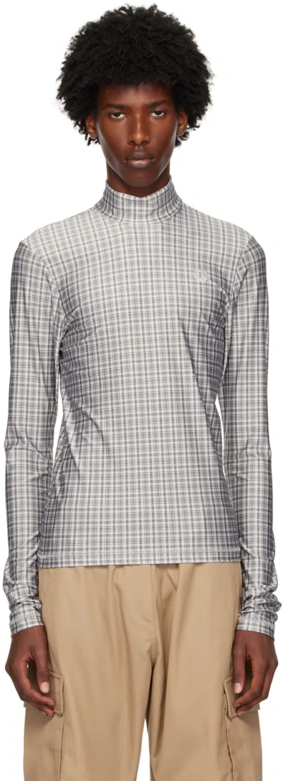 Coperni Green & White Tight Turtleneck In Green-white Check