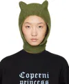 Coperni Green Knitted Horn Beanie In Green