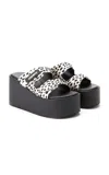 Coperni Haircalf Double Strap Wedge Sandals In Black,white