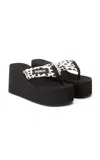 Coperni Haircalf Wedge Sandals In Black,white