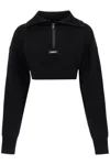 COPERNI HALF ZIP CROPPED BOXY WOOL SWEATER