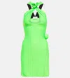 Coperni Halterneck Jersey Minidress In Neon Green