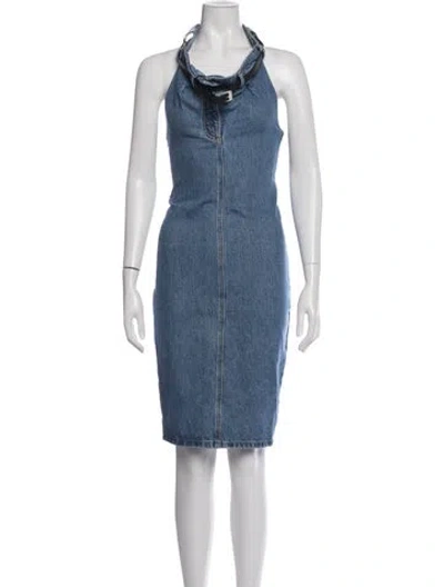 Pre-owned Coperni Halterneck Knee-length Dress W/ Tags In Blue
