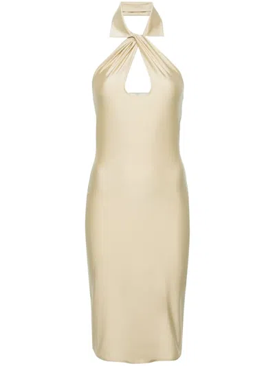 Coperni Cut-out Halterneck Midi Dress In Neutrals