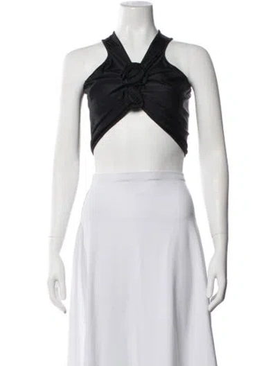 Pre-owned Coperni Halterneck Sleeveless Crop Top In Black