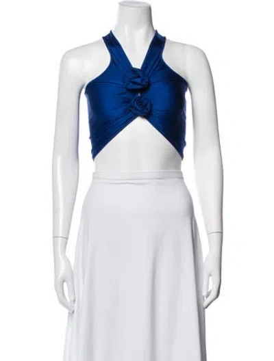 Pre-owned Coperni Halterneck Sleeveless Crop Top In Silver